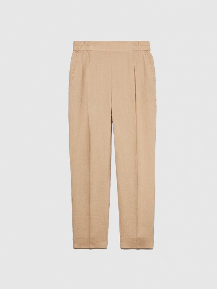 100% linen joggers - women's joggers - Beige | Sisley image number 6